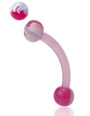 Utgått Flames in Pink and White 1.2 x 8 mm Øyenbrynspiercing