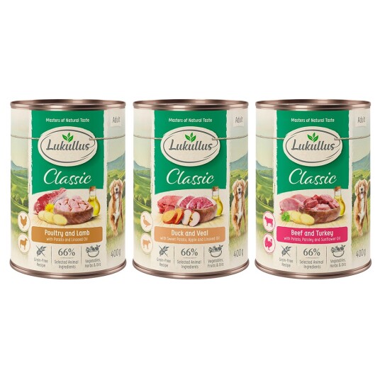 Prøvemiks Lukullus Naturkost Adult 6 X 400 G Kornfritt Prøvemiks Lukullus Naturkost Adult 6 X 400 G Kornfritt