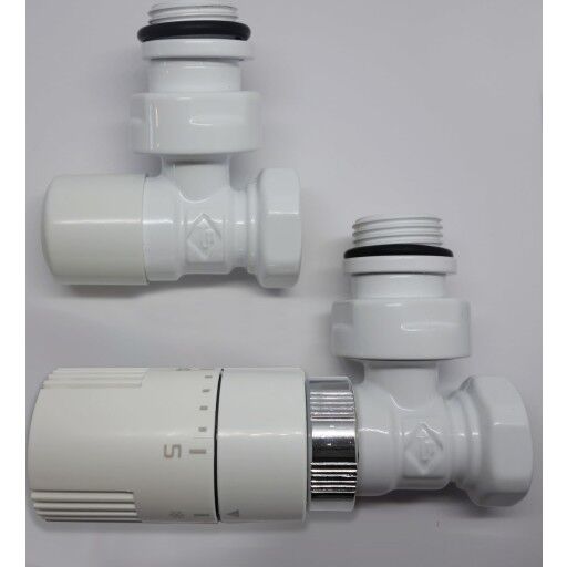 Kriss Skandi First Rum 1/2" Ventilsett M/romtermostat Vinkelløpende Hvit