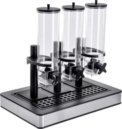VEGA Müslidispenser  Fundale  trippel GN 1/1 rustfrit stål; Størrelse GN 1/1 63x42.5x64.7 cm LxBxH; Stålgrå/Antrasitt/Transparent/Svart; Rektangulær