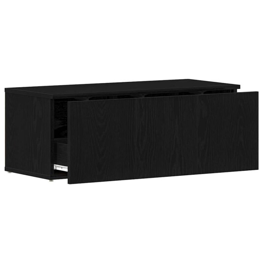 TV benk med skuff Svart 80 x 34 x 30 cm Konstruert tre TV benk med skuff Svart 80 x 34 x 30 cm Konstruert tre