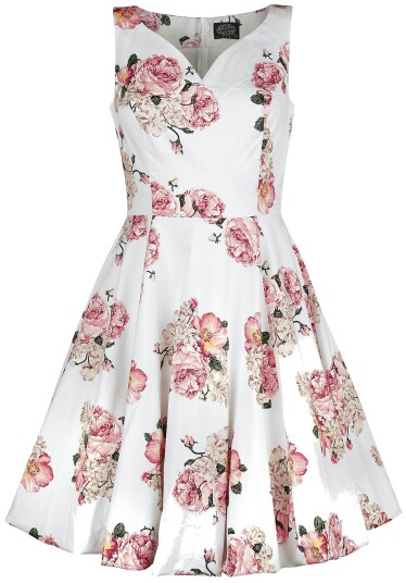 H&R London   Rockabilly Middellang kjole   Taraneh Swing Dress   XS til 6XL   Damer   hvit rosa