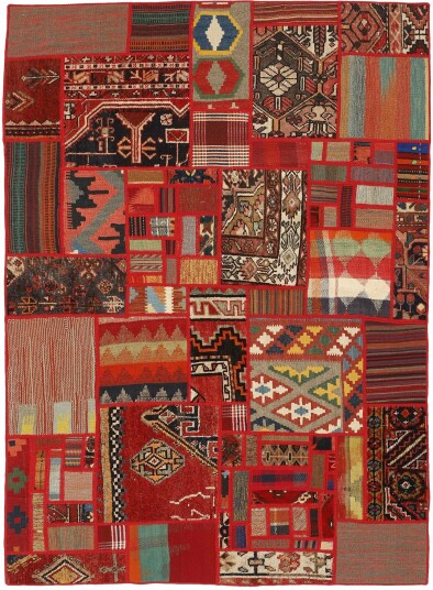 Håndknyttet. Opphav: Persia Kelim Patchwork Teppe 140x200