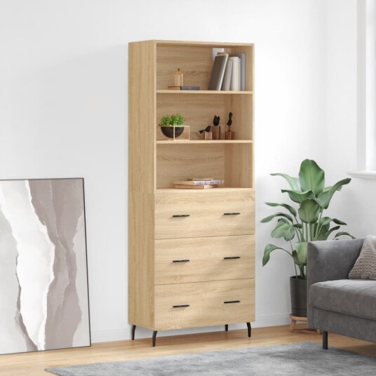 vidaXL Highboard sonoma eik 69,5x34x180 cm konstruert tre 8720845927677