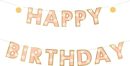 Partydeco Girlander Happy Birthday med Blomster GRL114