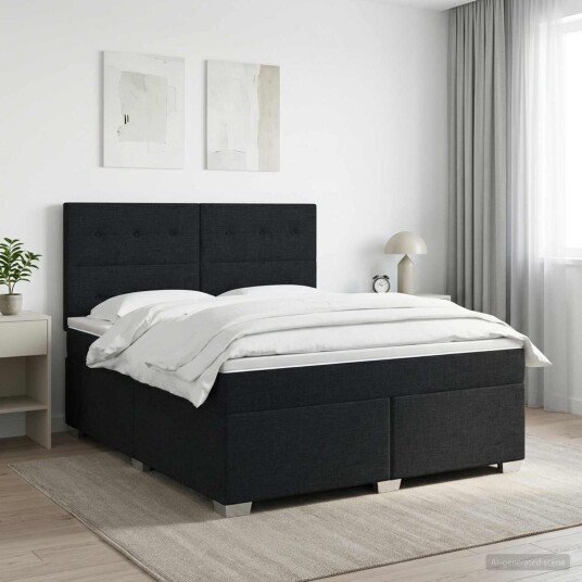 vidaXL Kontinentalseng med madrass Svart 180 x 200 cm Stoff