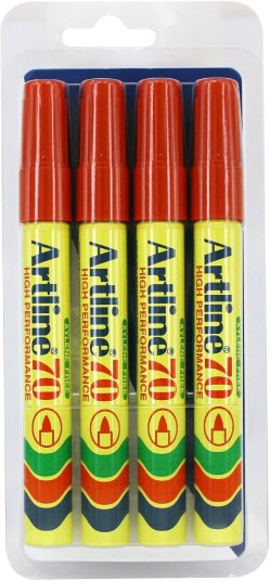 Artline 70 Permanent Merkepenn 4-Pakk Rød