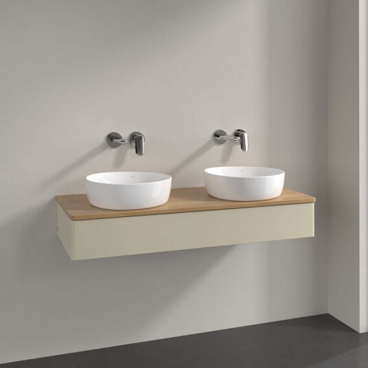 Villeroy & Boch Antao Servantskap med 1 skuff 120x50x19 cm u/lys Grå Matt/Eik Villeroy & Boch Antao Servantskap med 1 skuff 120x50x19 cm u/lys Grå Matt/Eik