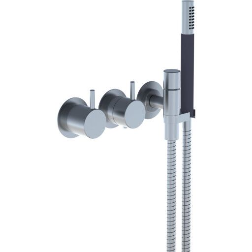 Vola 5171R Dusjtermostat, med hånddusj, rosett, krom Vola 5171R Dusjtermostat, med hånddusj, rosett, krom