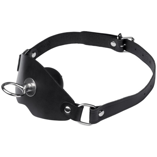 Black Label Super Leather Ball Gag med O-Ring Svart