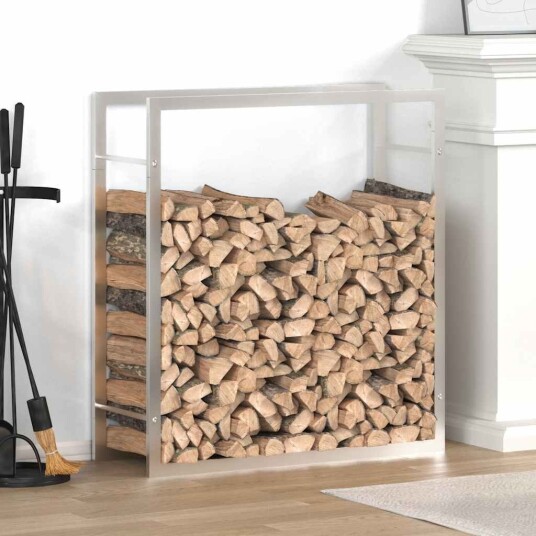 Vedstativ 80x28x86 cm rustfritt stål