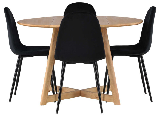 Venture Design Yadikon & Polar spisegruppe Svart/brun 4 stoler & bord 120 cm