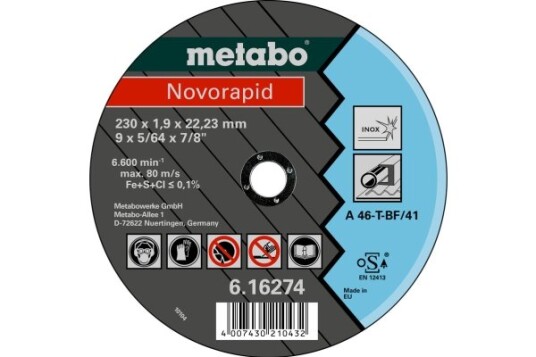 Metabo 616273000 Kutteskive Flatt Senter Stål Metabo 2,22 Cm 18 Cm