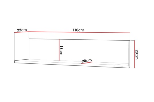 Hilts Vegghylle 110x22 cm Hvit/Rosa