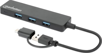 Manhattan 180863 Usb 3.2 Gen 1 3.1 Gen 1 Type-A + Type-C Usb 3.2 Gen 1 3.1 Gen 1 Type-A 5000 Mbit/S Svart Akrylonitril-Butadien-Styren Abs Rund Kabel