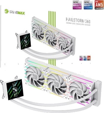 GameMax Hailstorm 360 LCD White HAILSTORM 360 LCD WH GameMax Hailstorm 360 LCD White HAILSTORM 360 LCD WH