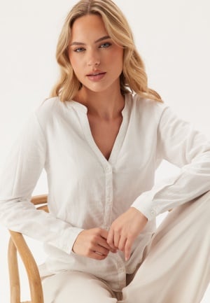 VERO MODA Vmlinn Ls V-neck Shirt Snow White S