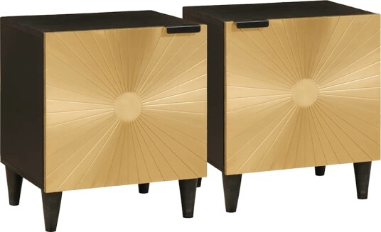  Nattbord 2 pcs Svart og Gull 40 x 33.5 x 46 cm