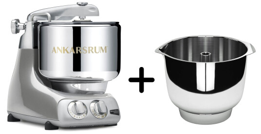 Ankarsrum Assistent AKM 6230 Kjøkkenmaskin + Original vispebolle sølv Ankarsrum Assistent AKM 6230 Kjøkkenmaskin + Original vispebolle sølv