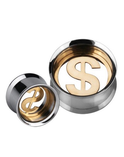 Dollartegn Piercing Tunnel Strl 12 mm