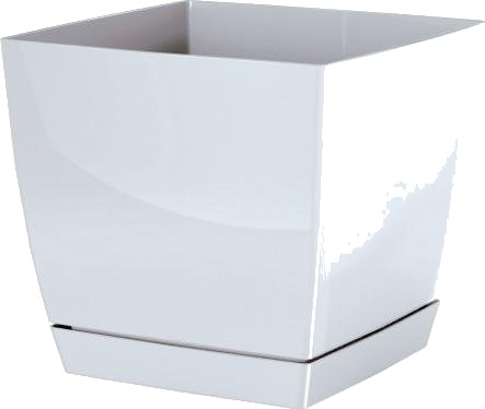 Prosperplast Plantepotte Med Skål Kvadratisk Coubi Hvit 10X9,2 Cm