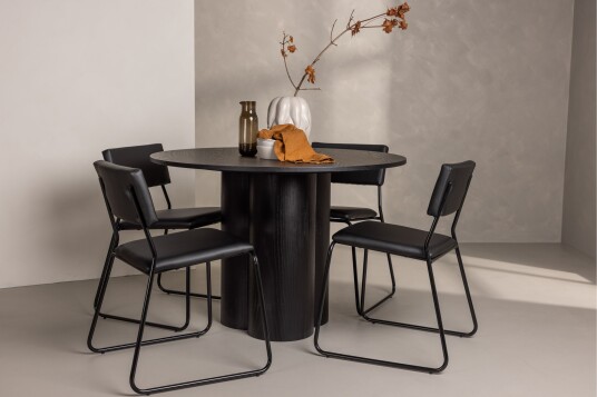 Venture Home Olivia Matgruppe 110 cm Rund med 4 Kenth Stoler Sort