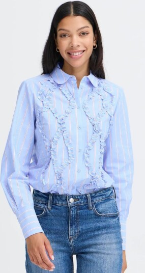 b.young Byxjisoo Frill Detail Shirt   Blue   36