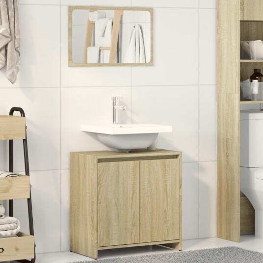 Vidaxl Baderomsskapsett 2 deler sonoma eik konstruert tre 849610 Vidaxl Baderomsskapsett 2 deler sonoma eik konstruert tre 849610