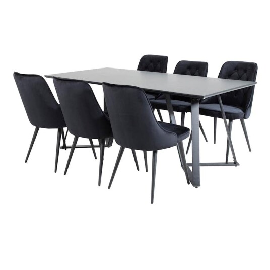 Venture Home Spisegruppe Venture Home Madde med 6 Vera Stoler Fløyel GR20240