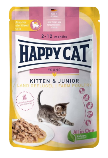 Happy Cat Våtfôr til Katt Kitten/Junior med Fugl 85 g Happy Cat Våtfôr til Katt Kitten/Junior med Fugl 85 g