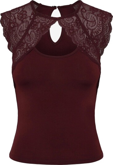 Gina Tricot Lace Detail Top - WINDSOR WINE - L