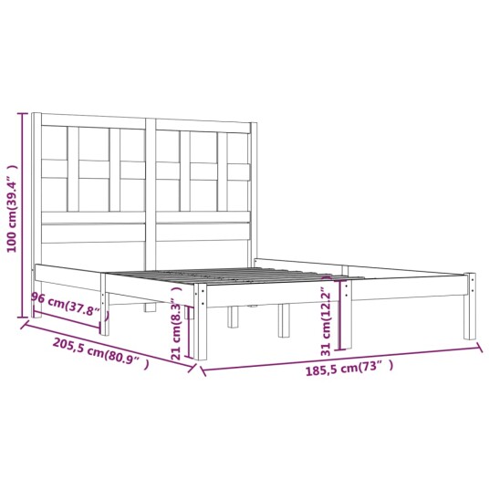 vidaXL Sengeramme hvit heltre furu 180x200 cm 6FT Super King