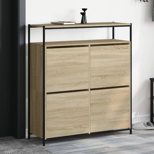 Skoskap med 4 vippeskuffer sonoma eik 100x34x112 cm 8721012386082 Skoskap med 4 vippeskuffer sonoma eik 100x34x112 cm 8721012386082