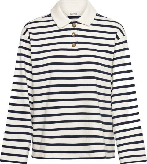 Selected Slfwada Ls Stripe Collar Top Noos   White   XL