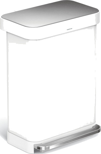 Rektangulær pedalbøtte 55 l hvit