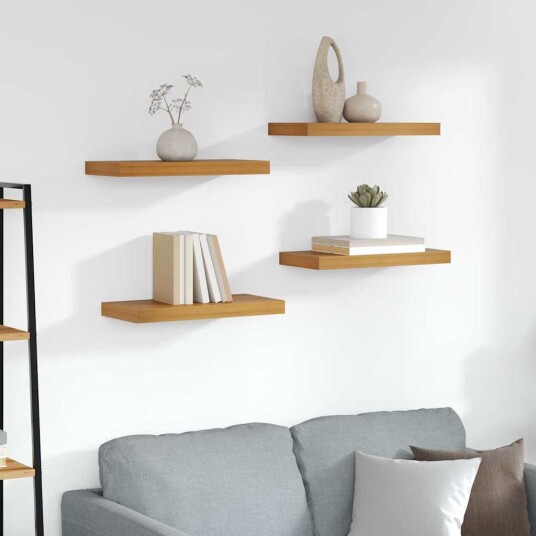  Vegghylle Veggmontert 4 pcs Brun 50 x 23 x 4 cm Konstruert tre