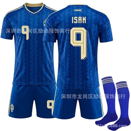 Sverige VM 2026 Fotballdrakt Isak #9 Hjemmedrakt Barn og Voksne Nr. 9 Isak