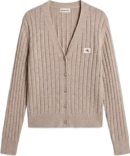 Calvin Klein Jeans Woven Label Cardigan Beige L
