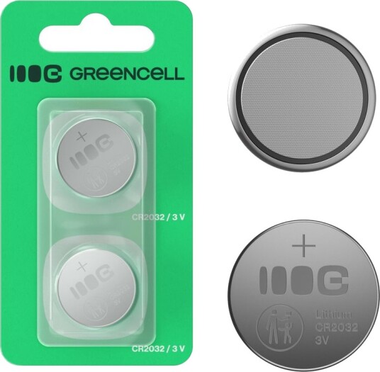 Green Cell Litium-Knappcellebatteri CR2032 3V 220mAh, 2-pakning