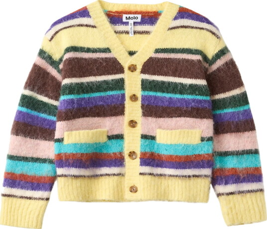 Molo Cardigan   Strikk   Brutus   Edelsten Stripe   Molo   9 10 år (134 140)   Cardigan Blå Brun Gul Lilla Rosa