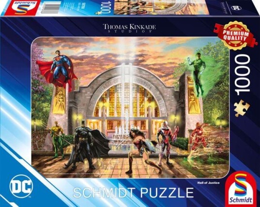 Schmidt Spiele Thomas Kinkade Puslespill 1000 Brikker DC Justice League: Hall Of Justice