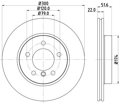 HELLA 8DD 355 106 551 Bremseskive