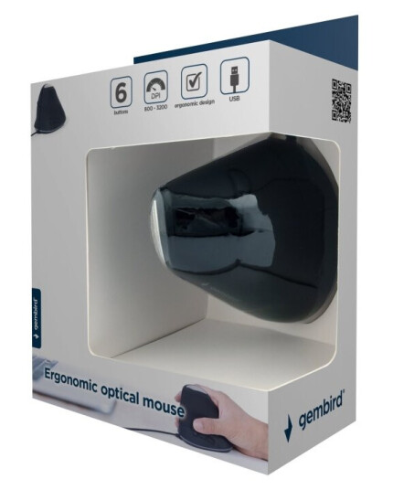 Gembird Ergonomisk Vertikal Mus med 6 Knapper og Kablet USB Tilkobling i Romgrå