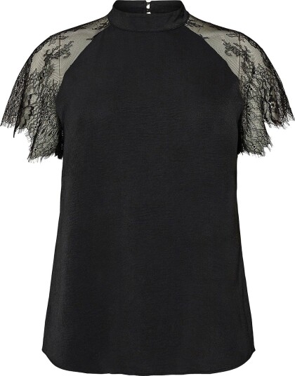 Zizzi   Kortermet bluse Mgudrun S/S Blouse   Svart