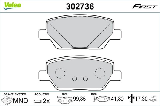 Bremseklosser VALEO 302736