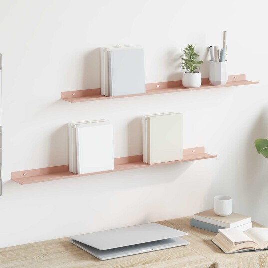 vidaXL Flytende hylle Veggmontert 2 pcs Rosa 80 x 9 x 2,5 cm Stål