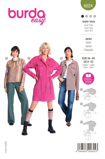 Burda 6024 - 3 Jakker EUR: 34-44, US: 8-18