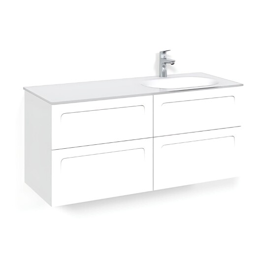 Macro Design Crown Servantskap 4-skuff - med Høyre Glasservant 120cm Hvit / Shape Glass Edge