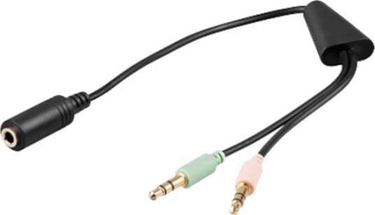 Wentronic 2x3.5mm til 3.5mm M-F Adapter 0.4m Grønn/Svart