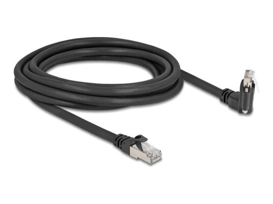 Delock Nettverkskabel Rj-45 Hann Til Rj-45 Hann Angled Rotating Screwable 3 M 7 Mm S/Ftp Cat 6 20 Mm Screw Distance Støtte For Gigabit Ethernet Svart
